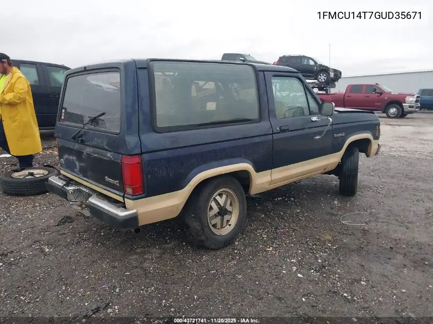 1FMCU14T7GUD35671 1986 Ford Bronco Ii