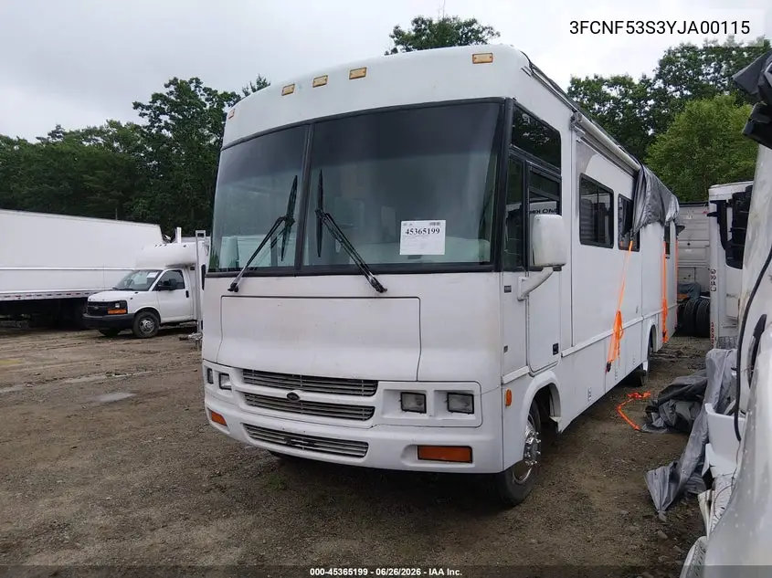 2000 Ford F550 Super Duty Stripped Chass VIN: 3FCNF53S3YJA00115 Lot: 45365199