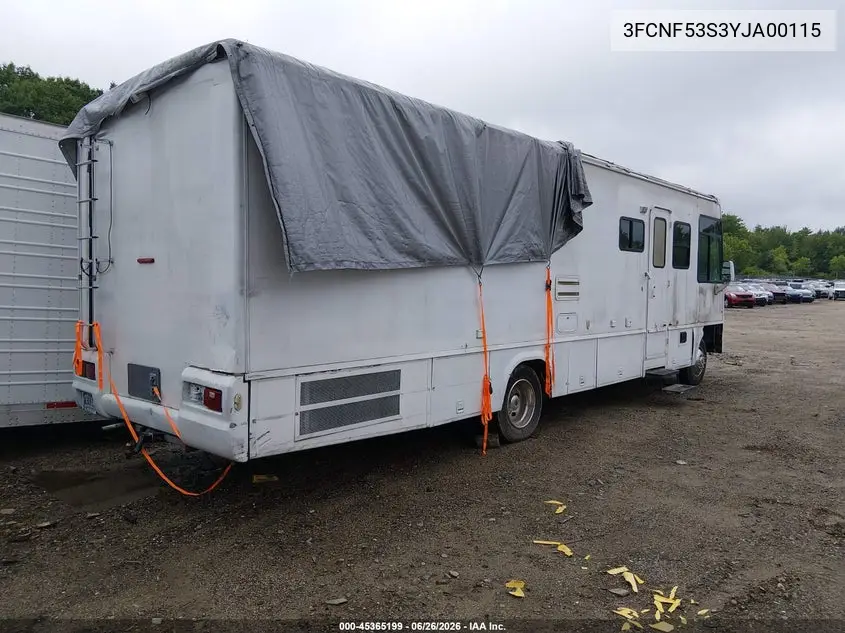 2000 Ford F550 Super Duty Stripped Chass VIN: 3FCNF53S3YJA00115 Lot: 45365199