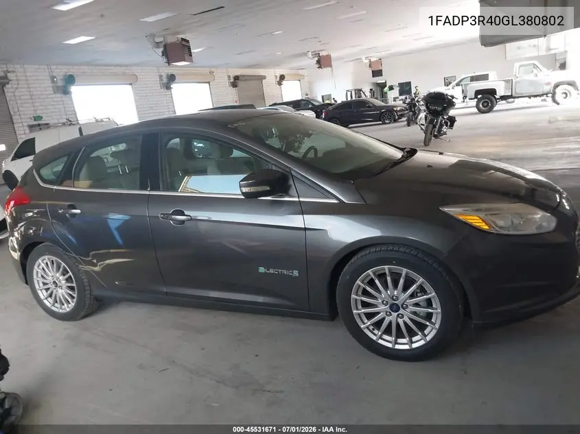2016 Ford Focus Electric VIN: 1FADP3R40GL380802 Lot: 45531671