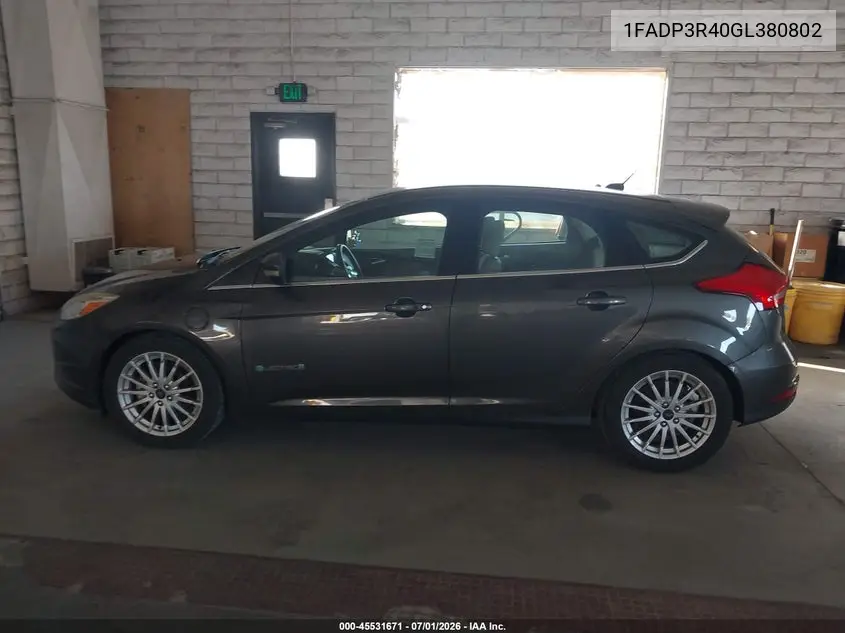 2016 Ford Focus Electric VIN: 1FADP3R40GL380802 Lot: 45531671