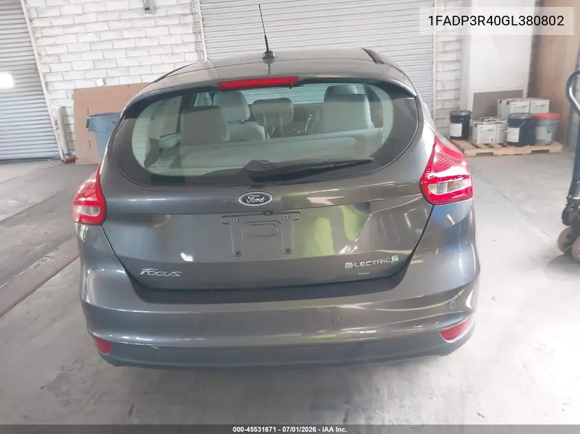 2016 Ford Focus Electric VIN: 1FADP3R40GL380802 Lot: 45531671