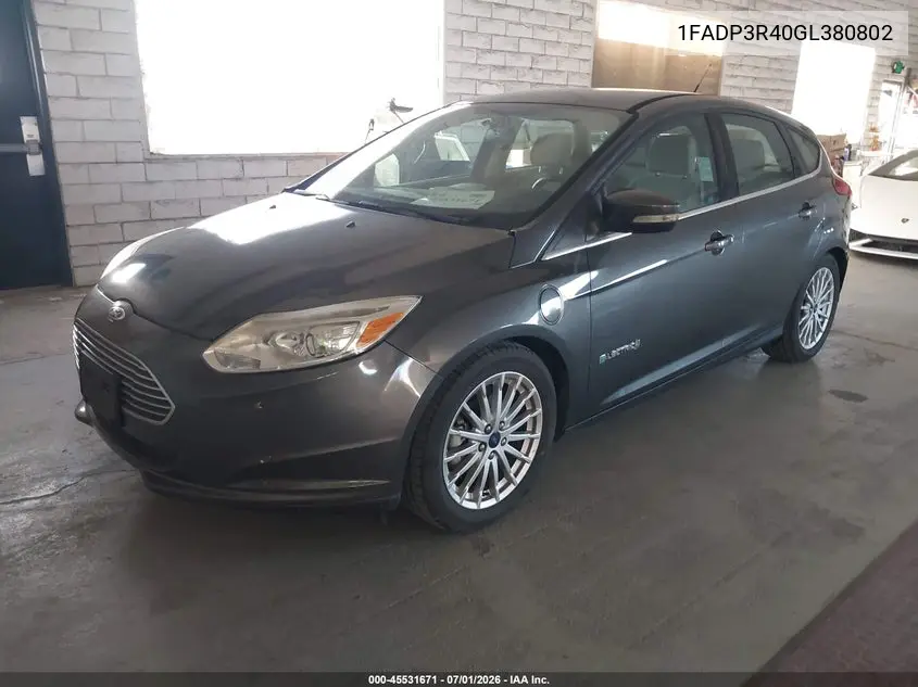 2016 Ford Focus Electric VIN: 1FADP3R40GL380802 Lot: 45531671