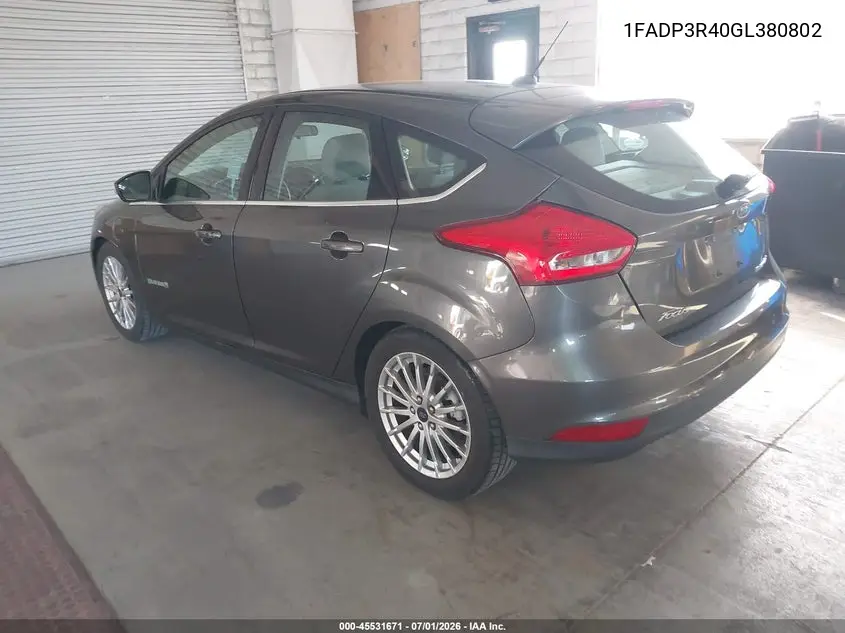 2016 Ford Focus Electric VIN: 1FADP3R40GL380802 Lot: 45531671
