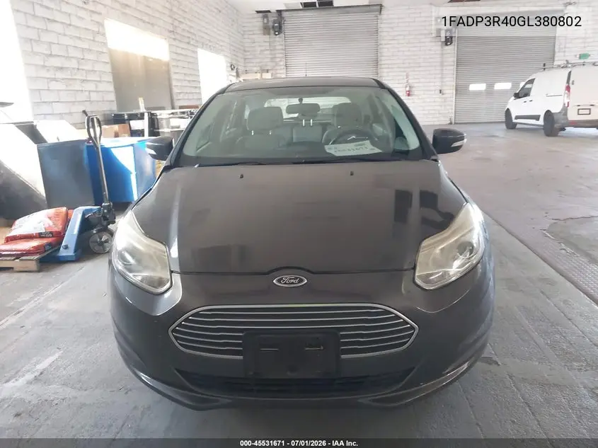 2016 Ford Focus Electric VIN: 1FADP3R40GL380802 Lot: 45531671