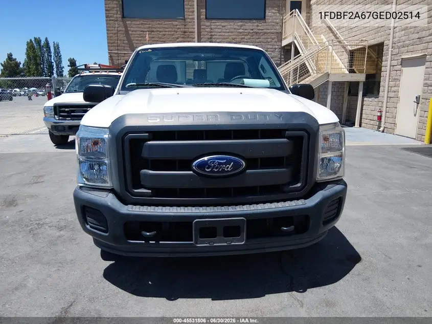 2016 Ford F-250 Xl/Xlt VIN: 1FDBF2A67GED02514 Lot: 45531806