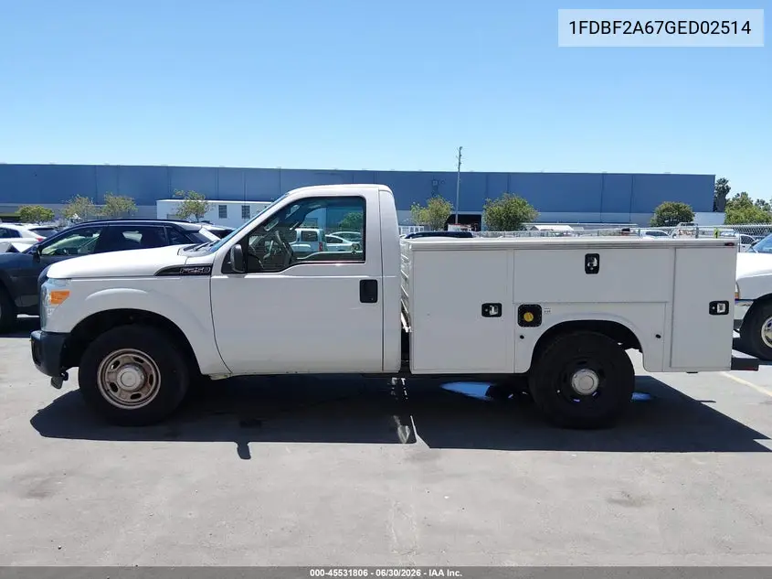 2016 Ford F-250 Xl/Xlt VIN: 1FDBF2A67GED02514 Lot: 45531806
