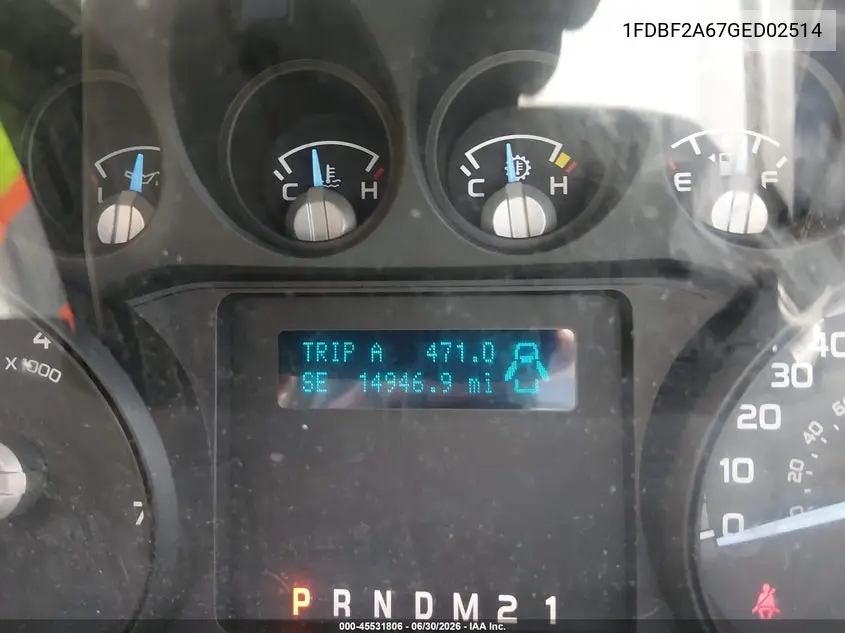 2016 Ford F-250 Xl/Xlt VIN: 1FDBF2A67GED02514 Lot: 45531806