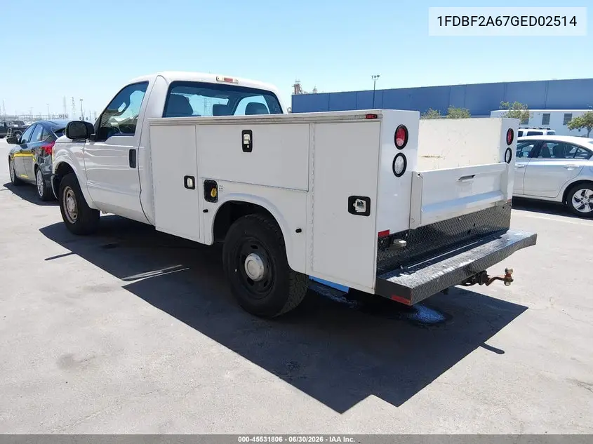 2016 Ford F-250 Xl/Xlt VIN: 1FDBF2A67GED02514 Lot: 45531806