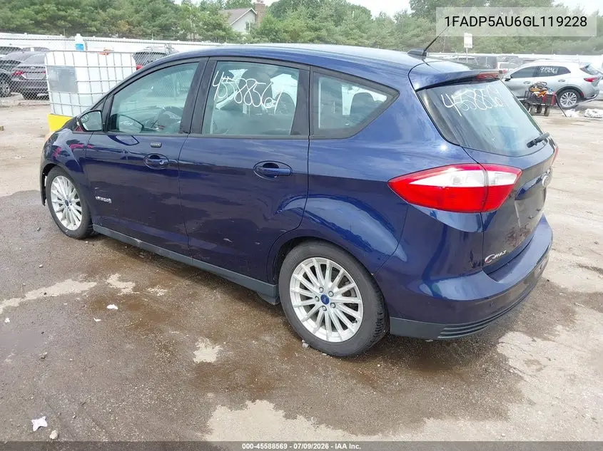 2016 Ford C-Max Hybrid Se VIN: 1FADP5AU6GL119228 Lot: 45588569