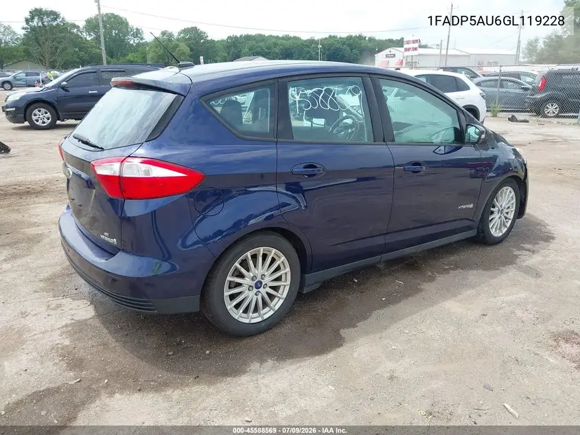 2016 Ford C-Max Hybrid Se VIN: 1FADP5AU6GL119228 Lot: 45588569