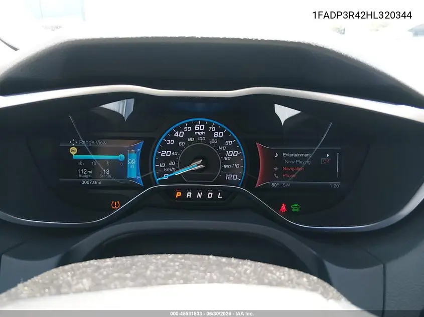 2017 Ford Focus Electric VIN: 1FADP3R42HL320344 Lot: 45531633