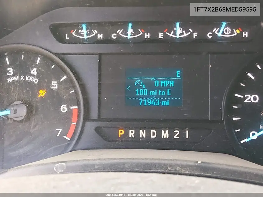 2021 Ford F-250 Lariat/Xl/Xlt VIN: 1FT7X2B68MED59595 Lot: 45534917