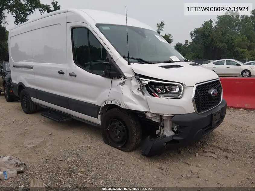 2024 Ford Transit-350 VIN: 1FTBW9C80RKA34924 Lot: 45657632