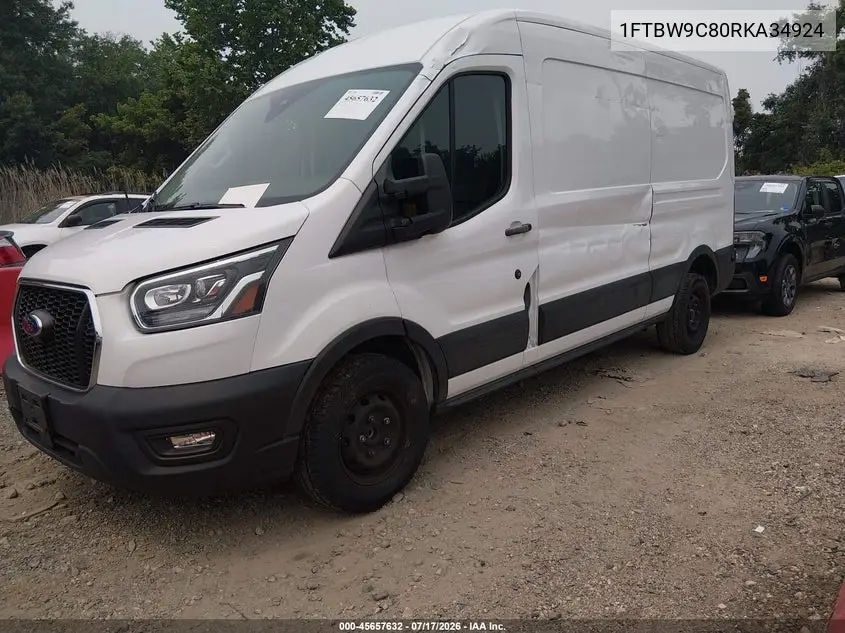 2024 Ford Transit-350 VIN: 1FTBW9C80RKA34924 Lot: 45657632