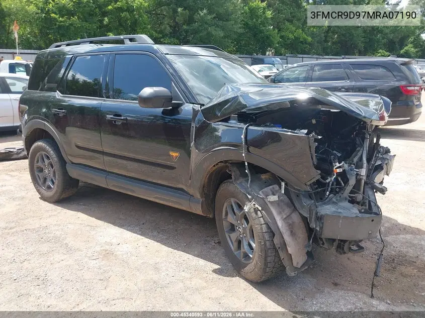 2021 Ford Bronco Sport Badlands VIN: 3FMCR9D97MRA07190 Lot: 45340593