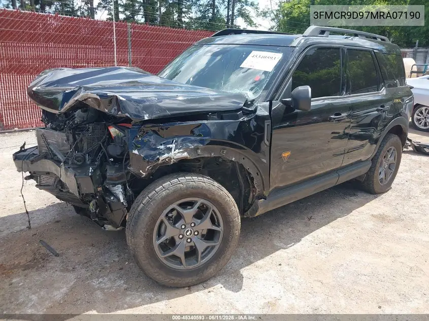 2021 Ford Bronco Sport Badlands VIN: 3FMCR9D97MRA07190 Lot: 45340593