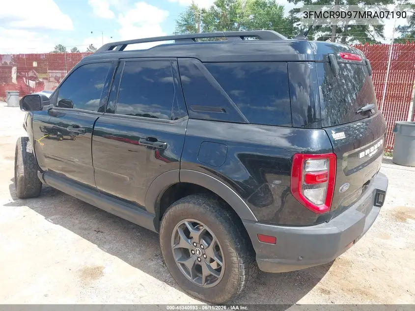 2021 Ford Bronco Sport Badlands VIN: 3FMCR9D97MRA07190 Lot: 45340593