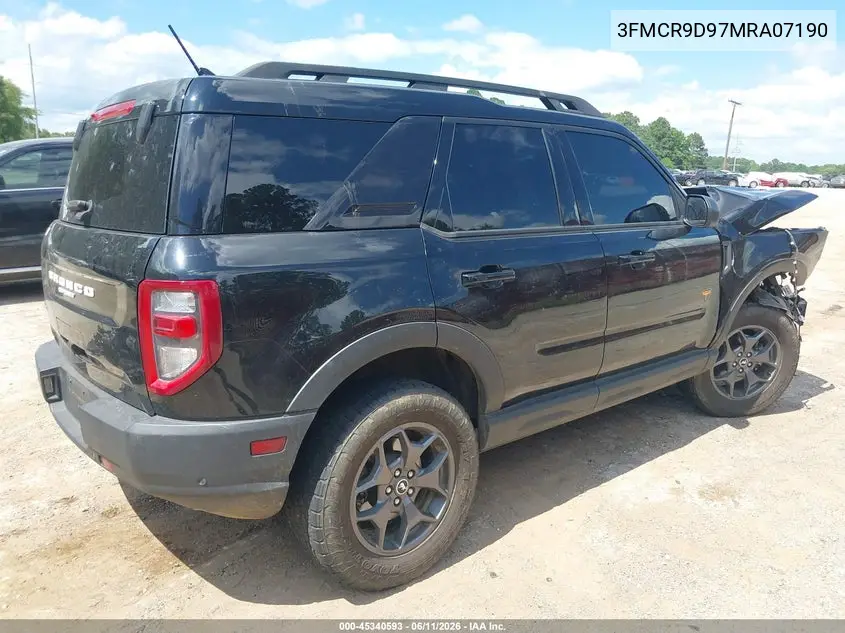 2021 Ford Bronco Sport Badlands VIN: 3FMCR9D97MRA07190 Lot: 45340593
