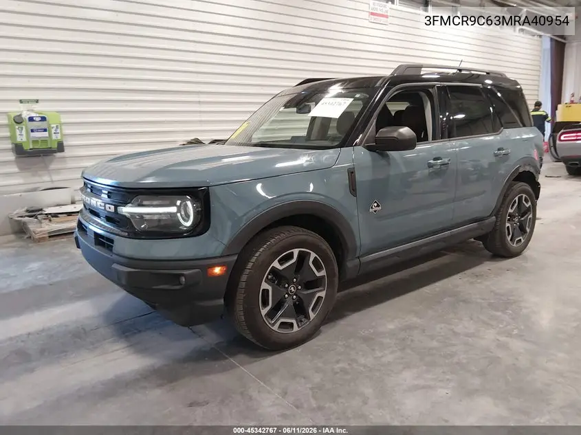 2021 Ford Bronco Sport Outer Banks VIN: 3FMCR9C63MRA40954 Lot: 45342767