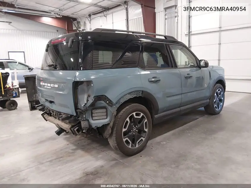 2021 Ford Bronco Sport Outer Banks VIN: 3FMCR9C63MRA40954 Lot: 45342767