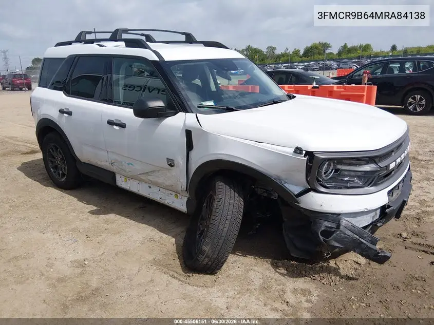 2021 Ford Bronco Sport Big Bend VIN: 3FMCR9B64MRA84138 Lot: 45506151