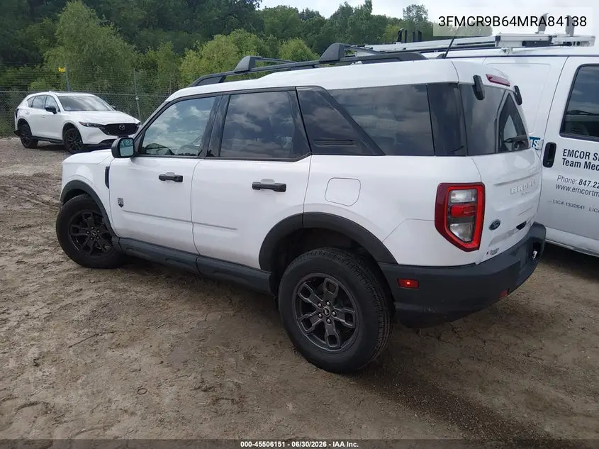 2021 Ford Bronco Sport Big Bend VIN: 3FMCR9B64MRA84138 Lot: 45506151