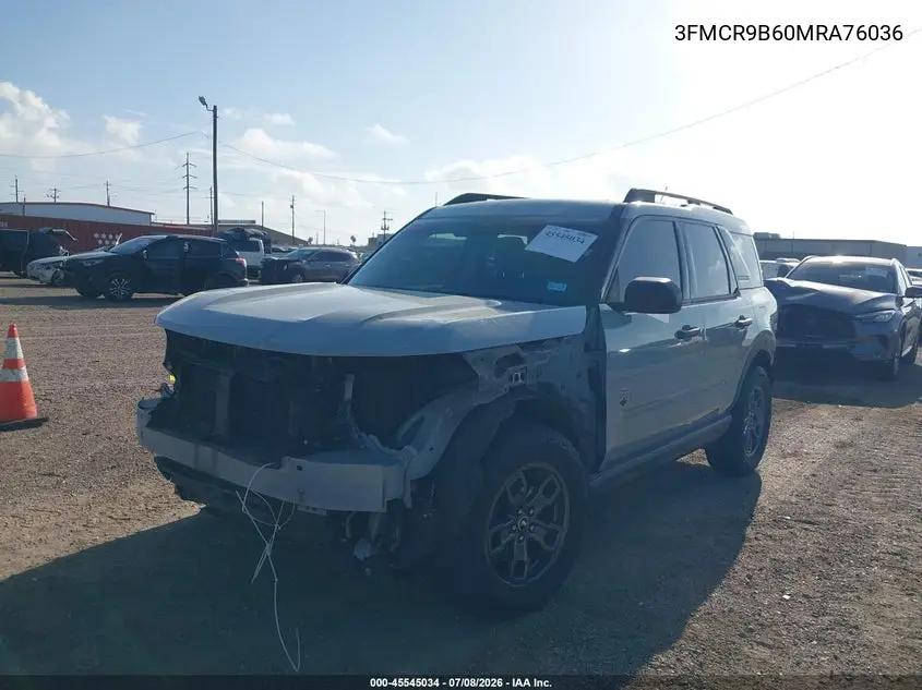 2021 Ford Bronco Sport Big Bend VIN: 3FMCR9B60MRA76036 Lot: 45545034