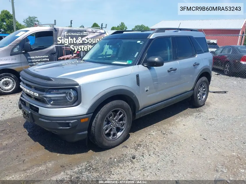 2021 Ford Bronco Sport Big Bend VIN: 3FMCR9B60MRA53243 Lot: 45551418