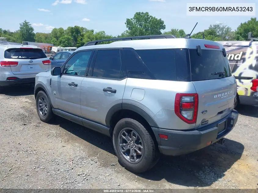 2021 Ford Bronco Sport Big Bend VIN: 3FMCR9B60MRA53243 Lot: 45551418
