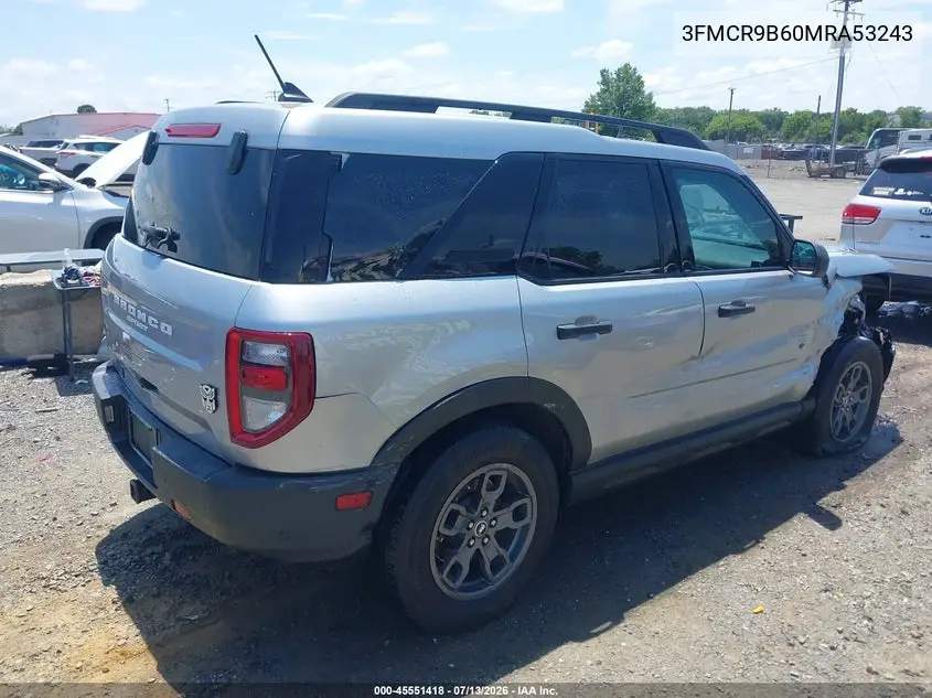 2021 Ford Bronco Sport Big Bend VIN: 3FMCR9B60MRA53243 Lot: 45551418