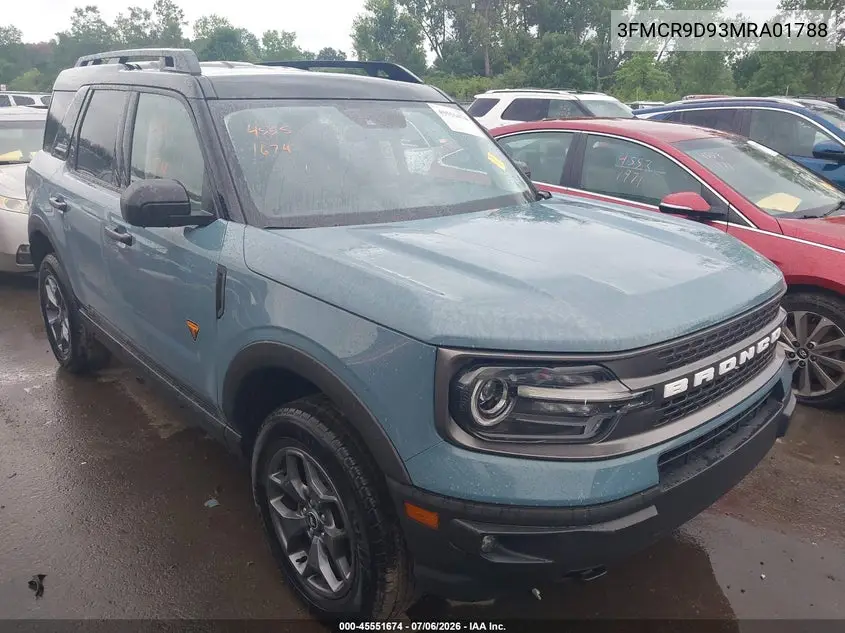 2021 Ford Bronco Sport Badlands VIN: 3FMCR9D93MRA01788 Lot: 45551674