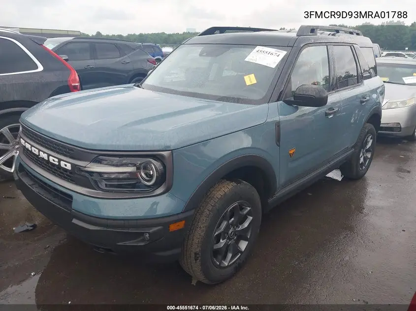 2021 Ford Bronco Sport Badlands VIN: 3FMCR9D93MRA01788 Lot: 45551674