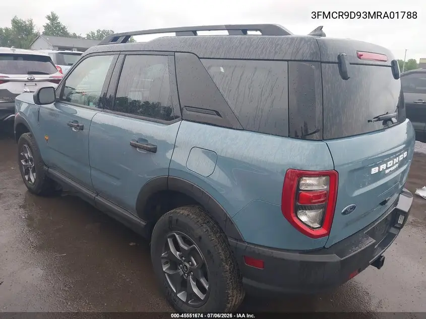 2021 Ford Bronco Sport Badlands VIN: 3FMCR9D93MRA01788 Lot: 45551674