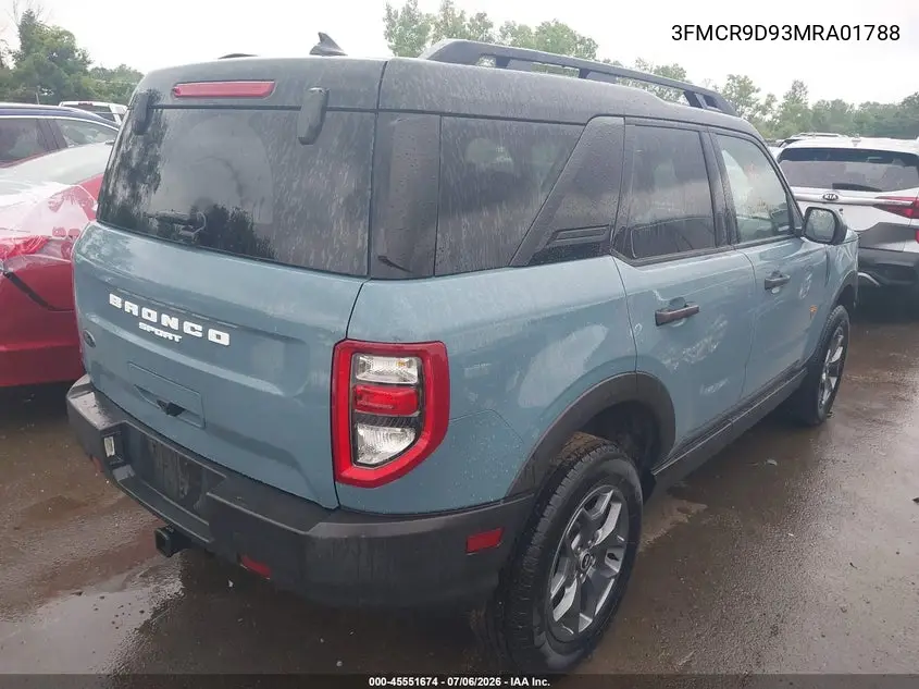 2021 Ford Bronco Sport Badlands VIN: 3FMCR9D93MRA01788 Lot: 45551674