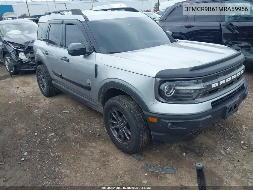 2021 Ford Bronco Sport Big Bend VIN: 3FMCR9B61MRA59956 Lot: 45551684