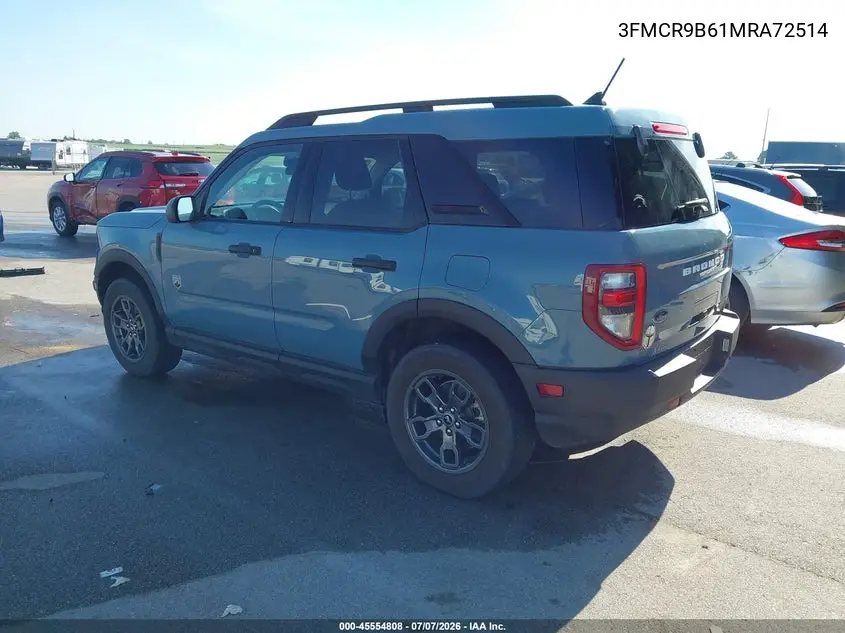 2021 Ford Bronco Sport Big Bend VIN: 3FMCR9B61MRA72514 Lot: 45554808