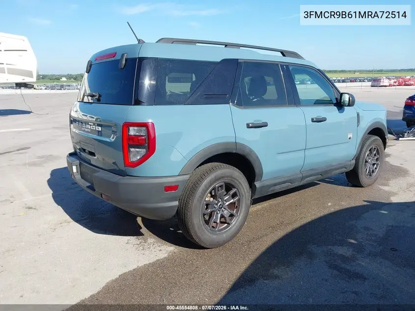 2021 Ford Bronco Sport Big Bend VIN: 3FMCR9B61MRA72514 Lot: 45554808