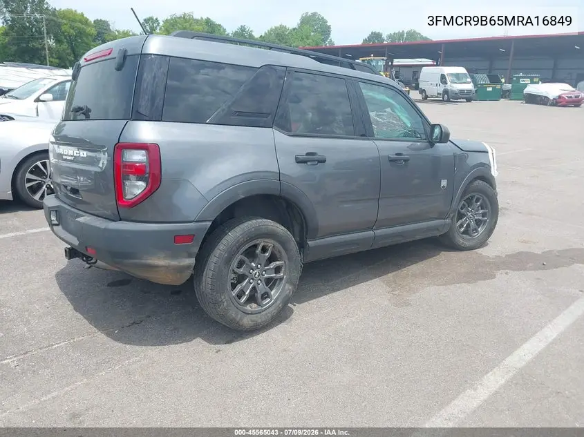 2021 Ford Bronco Sport Big Bend VIN: 3FMCR9B65MRA16849 Lot: 45565043