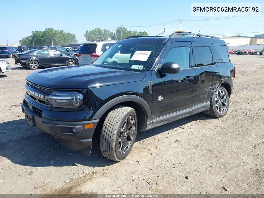 2021 Ford Bronco Sport Outer Banks VIN: 3FMCR9C62MRA05192 Lot: 45591036