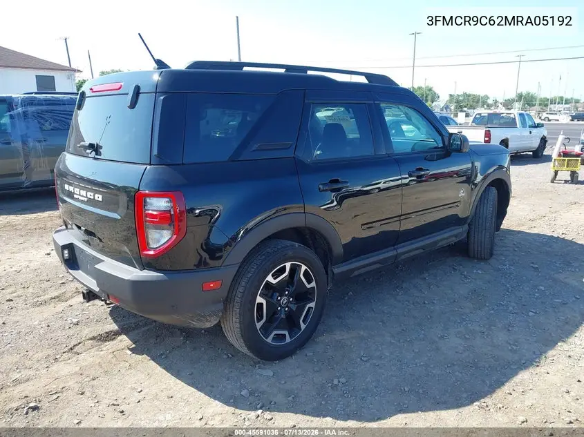 2021 Ford Bronco Sport Outer Banks VIN: 3FMCR9C62MRA05192 Lot: 45591036