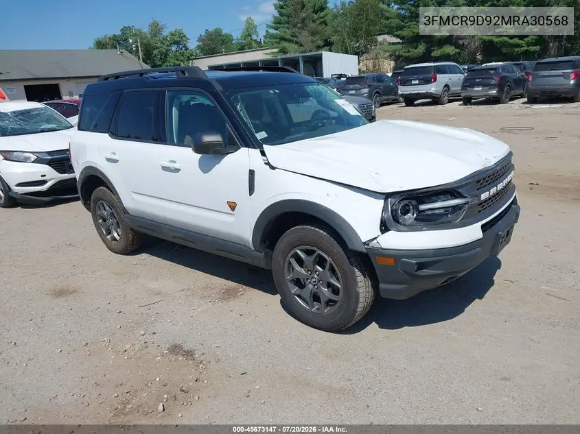 2021 Ford Bronco Sport Badlands VIN: 3FMCR9D92MRA30568 Lot: 45673147