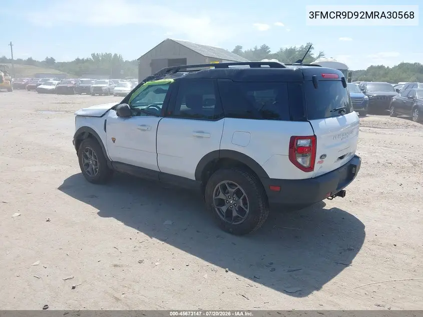 2021 Ford Bronco Sport Badlands VIN: 3FMCR9D92MRA30568 Lot: 45673147