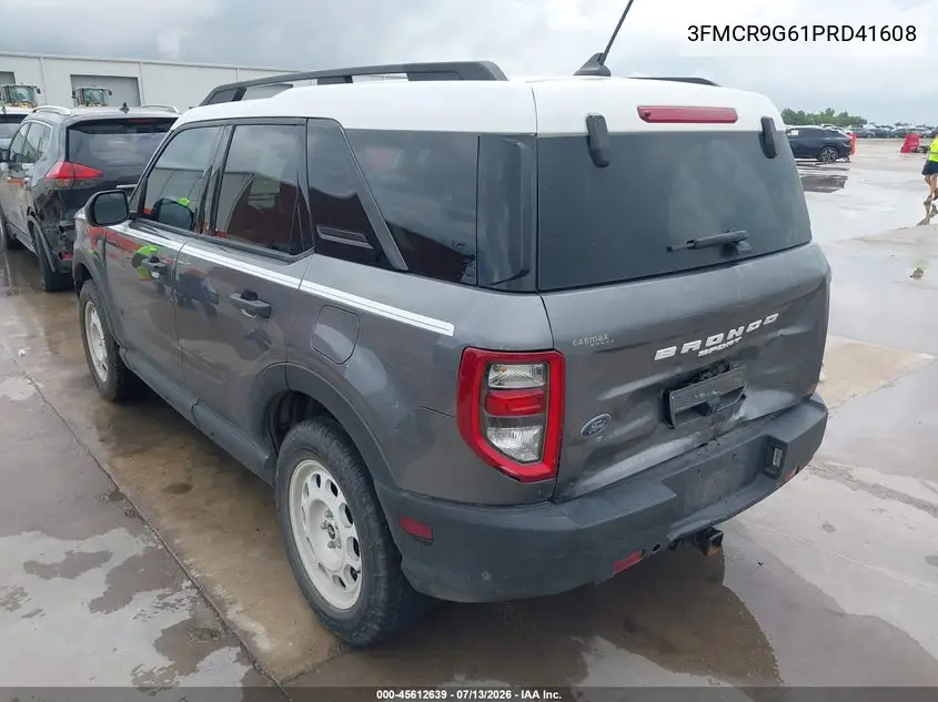 2023 Ford Bronco Sport Heritage VIN: 3FMCR9G61PRD41608 Lot: 45612639