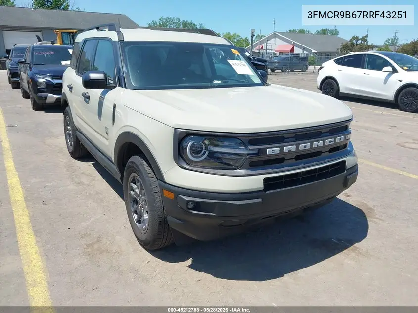 2024 Ford Bronco Sport Big Bend VIN: 3FMCR9B67RRF43251 Lot: 45212788