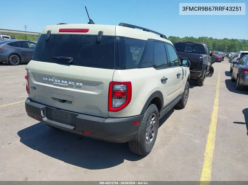 2024 Ford Bronco Sport Big Bend VIN: 3FMCR9B67RRF43251 Lot: 45212788
