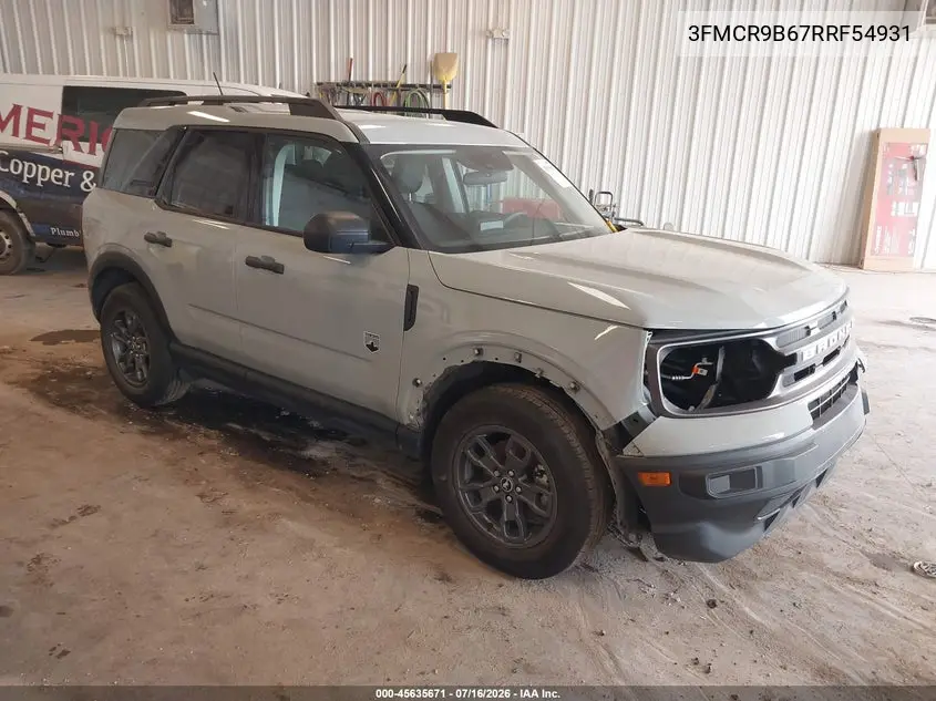 2024 Ford Bronco Sport Big Bend VIN: 3FMCR9B67RRF54931 Lot: 45635671