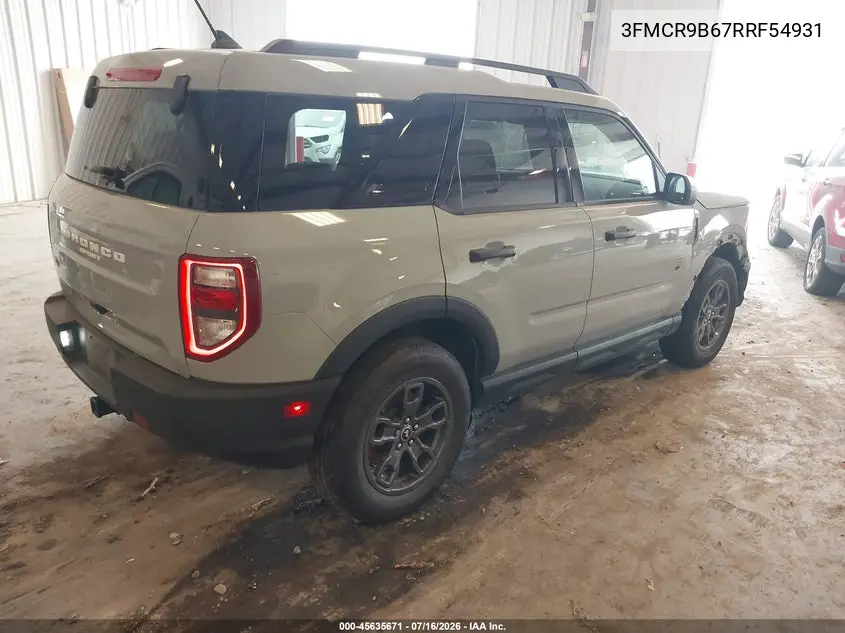 2024 Ford Bronco Sport Big Bend VIN: 3FMCR9B67RRF54931 Lot: 45635671