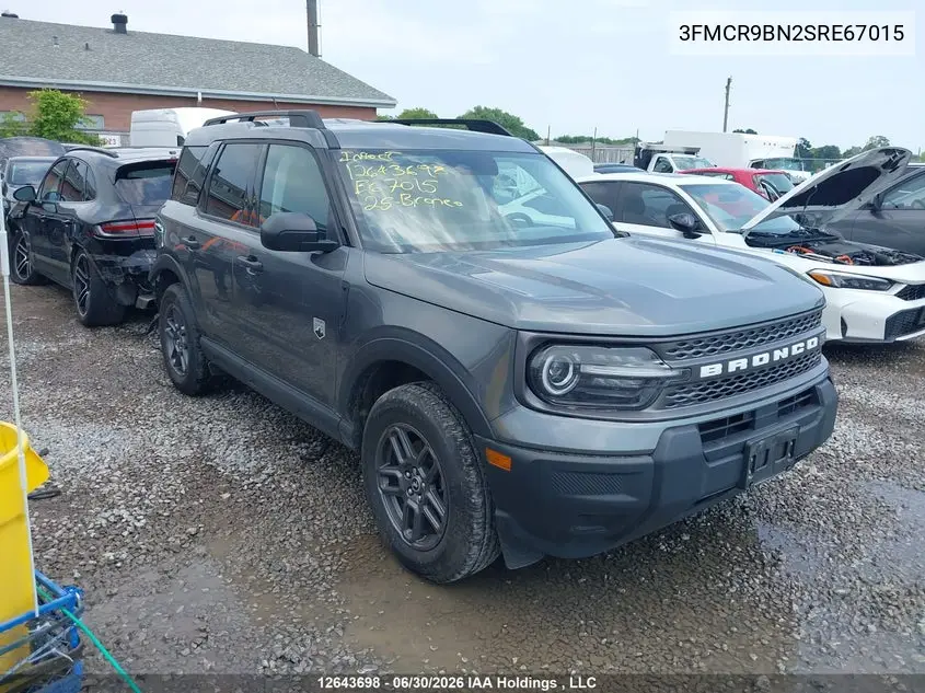2025 Ford Bronco Sport VIN: 3FMCR9BN2SRE67015 Lot: 12643698