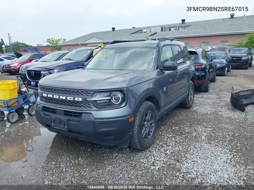 2025 Ford Bronco Sport VIN: 3FMCR9BN2SRE67015 Lot: 12643698